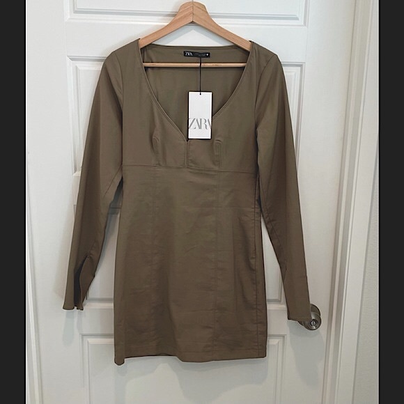 Zara Sweetheart Dress in Taupe/ Desert color - Picture 12 of 14